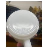 Collection of Vintage Kitchenware Including Federal Glass Mugs, Italian Trivet, Shenango Cup and Saucer, and Blue Thermos