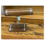 Vintage Art Deco Gooseneck Desk Lamp with Wood and Metal Accents