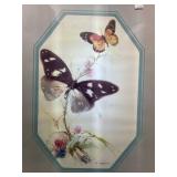 Set of 3 Framed Wall Art Pieces Featuring Parrots and Butterflies