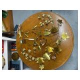 Lot of Vintage Brass Leaf Wall Sconce, Faux Plant Arrangements and Wreath Decor