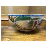 Collection of 7 Mexican Hand-Painted Pottery Bowls, Plates, and Pitcher