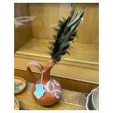 Collection of 7 Mexican Hand-Painted Pottery Bowls, Plates, and Pitcher