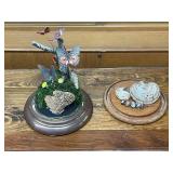 Decorative Cloche Set with Butterflies, Moss, and Fungi