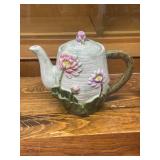Set of 3 Decorative Ceramic Teapots and Pitcher with Floral Motifs