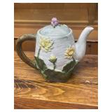 Set of 3 Decorative Ceramic Teapots and Pitcher with Floral Motifs