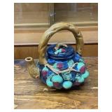 Set of 3 Decorative Ceramic Teapots and Pitcher with Floral Motifs