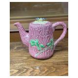 Set of 3 Decorative Ceramic Teapots and Pitcher with Floral Motifs