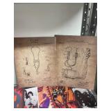 Collection of Vintage Rock Concert Posters, Patent Art Prints, and Framed Painting