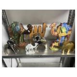Collection of Decorative Camel and Elephant Figurines - Mixed Materials