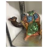 Collection of Decorative Camel and Elephant Figurines - Mixed Materials