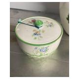 Vintage Ceramic Kitchenware Collection Including Pitcher, Covered Bowl, Creamer and Sugar Set