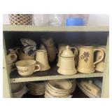 Large Collection of Vintage Pfaltzgraff Stoneware Dishes and Serveware with Brown Floral Designs