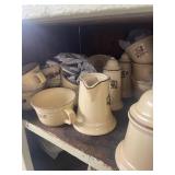 Large Collection of Vintage Pfaltzgraff Stoneware Dishes and Serveware with Brown Floral Designs