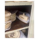 Large Collection of Vintage Pfaltzgraff Stoneware Dishes and Serveware with Brown Floral Designs