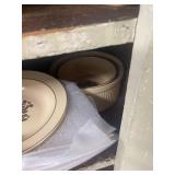 Large Collection of Vintage Pfaltzgraff Stoneware Dishes and Serveware with Brown Floral Designs