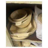 Large Collection of Vintage Pfaltzgraff Stoneware Dishes and Serveware with Brown Floral Designs