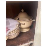 Large Collection of Vintage Pfaltzgraff Stoneware Dishes and Serveware with Brown Floral Designs