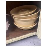 Large Collection of Vintage Pfaltzgraff Stoneware Dishes and Serveware with Brown Floral Designs