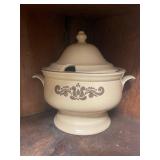 Large Collection of Vintage Pfaltzgraff Stoneware Dishes and Serveware with Brown Floral Designs