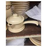 Large Collection of Vintage Pfaltzgraff Stoneware Dishes and Serveware with Brown Floral Designs