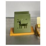 Set of 2 Desk Organizers Featuring Brass Sailboat and Western Motif