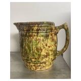 Pair of Vintage Stoneware Pitchers Barrel and Green Pattern