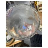 Collection of 4 Vintage Bottles and Amber Glass Oil Lamp