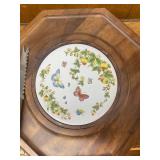 Collection of Vintage Serving Pieces with Cheese Dome, Trays, and Metal Dish