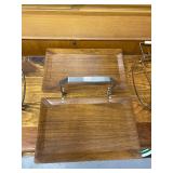 Collection of Vintage Serving Pieces with Cheese Dome, Trays, and Metal Dish