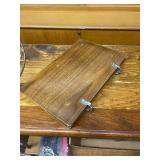 Collection of Vintage Serving Pieces with Cheese Dome, Trays, and Metal Dish