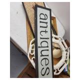 Vintage Wall Decor Lot with Wicker Mirror, Framed Art, and Antique Sign