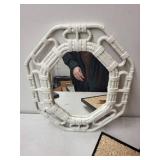 Vintage Wall Decor Lot with Wicker Mirror, Framed Art, and Antique Sign