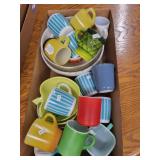 Collection of Vintage Mugs Including Fire-King and Assorted Designs