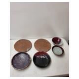 Set of 6 Studio Pottery Plates and Bowls Signed Handmade