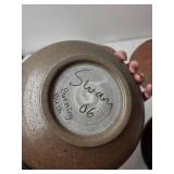 Set of 6 Studio Pottery Plates and Bowls Signed Handmade