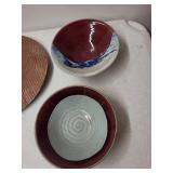 Set of 6 Studio Pottery Plates and Bowls Signed Handmade