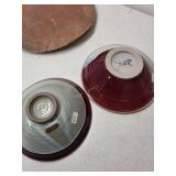 Set of 6 Studio Pottery Plates and Bowls Signed Handmade