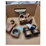 Collection of Vintage Kitchen Utensils, Cutlery, and Wooden Napkin Rings