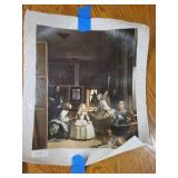 Collection of 3 Art Prints: Chinese Papercut, Las Meninas Canvas, and Gettysburg Battlefield Map