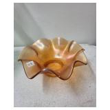 Carnival Glass Decor Set with Iridescent Bowls and Embossed Green Vase