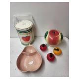 Fruit-Themed Kitchenware Collection with Canister, Cookie Jar, Glass Fruit and Pear-Shaped Dish