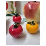 Fruit-Themed Kitchenware Collection with Canister, Cookie Jar, Glass Fruit and Pear-Shaped Dish