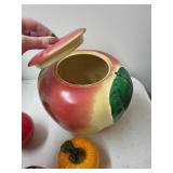 Fruit-Themed Kitchenware Collection with Canister, Cookie Jar, Glass Fruit and Pear-Shaped Dish