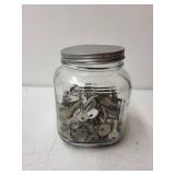 Glass Jar Filled with Mixed Vintage Metal Keys