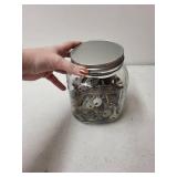 Glass Jar Filled with Mixed Vintage Metal Keys