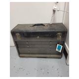 Vintage Metal Toolbox with 3 Drawers and Handle