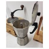 Vintage Coffee Maker Collection with Grinders, Moka Pot, and Drip Set