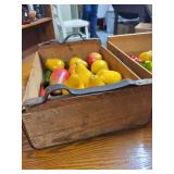 Collection of Vintage Faux Fruit in Wooden Crates