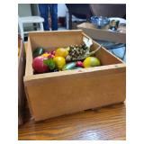 Collection of Vintage Faux Fruit in Wooden Crates