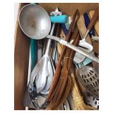 Assorted Vintage Kitchen Utensils Collection with Wood and Metal Handles